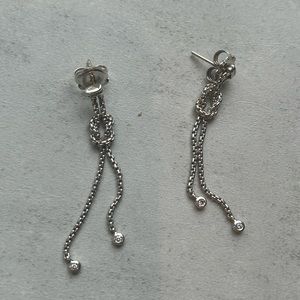 David Yurman box chain diamond drop earrings